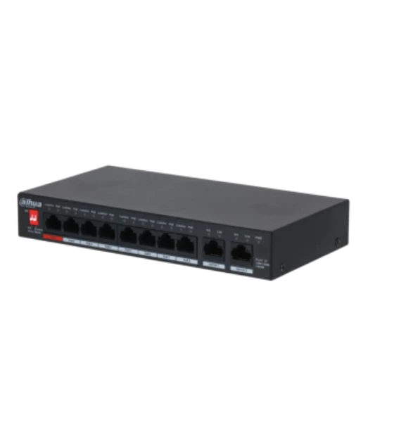 Switch retea Dahua switch 8 porturi Gigabit PFS3010-8GT-96 V2, Unmanaged, Interfata 8 x 10, 2 x Uplink, Standarde retea IEEE 802.3, IEEE 802.3ab, IEEE 802.3u, IEEE 802.3x