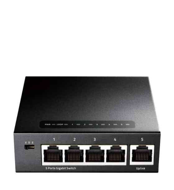 CUDY 5-Port Gigabit Ethernet Switch, 5 10/100/1000M RJ45 Ports, IGMP Snooping, Loop Detection/Prevention, 802.1p/DSCP QoS, Desktop Metal Case, Power Saving, Plug Play, Wall-Mount