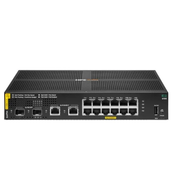 Switch retea HPE Aruba Networking CX 6100 12G Class4 PoE 2G/2SFP+ 139W