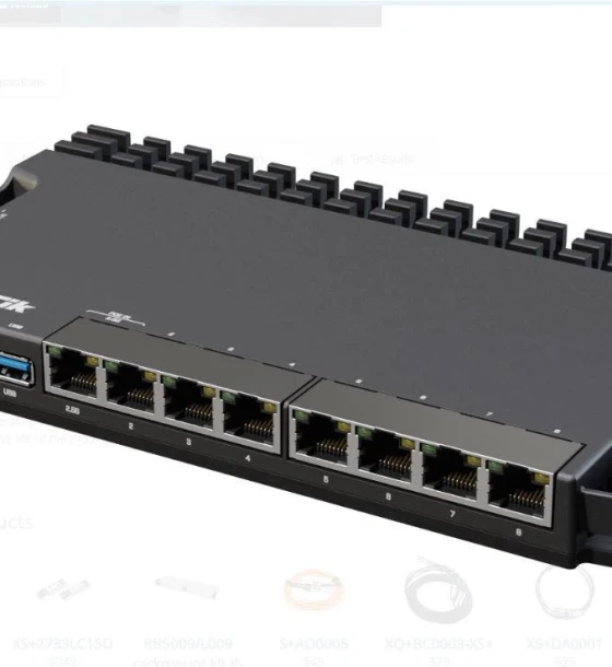 Switch retea MIKROTIK, RB5009UG+S+IN Indoor router, Procesor 350-1400 auto MHz 4 core, 1 GB RAM, Storage 1GB NAND, RouterOS license 5, consum maxim 20W, POE in 802.3af/at, 24-57 V, Interfata 7 x 10
