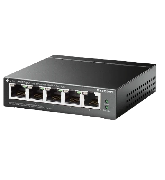 5-Port Gigabit Easy Smart Switch with 4-Port PoE+ PORT 4x Gigabit PoE+ Ports, 1x Gigabit Non-PoE Ports SPEC 802.3af/at, 120 W PoE Power, Desktop Steel Case FEATURE PoE Auto Recovery