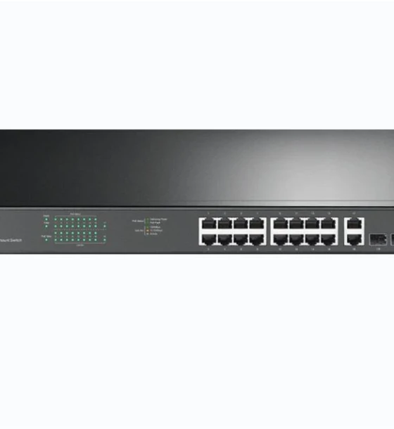 18-Port Gigabit Rackmount Switch with 16-Port PoE+ PORT 16x Gigabit PoE+ Ports, 2x Gigabit Non-PoE Ports, 2x Combo Gigabit SFP Slots SPEC 802.3at/af, 250 W PoE Power