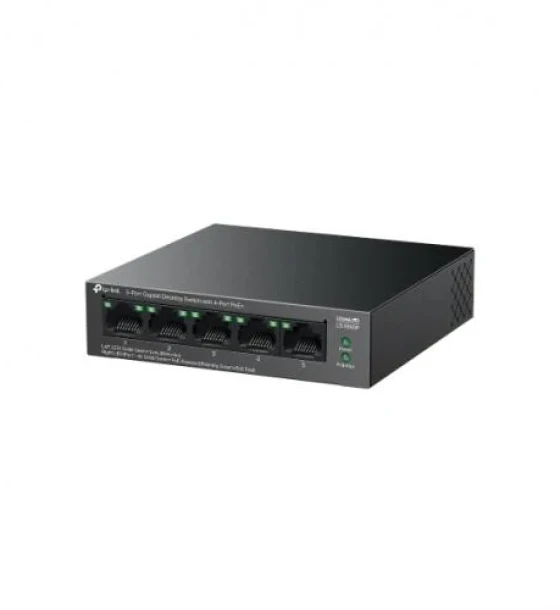 5-Port Gigabit Desktop Switch with 4-Port PoE+ PORT 4x Gigabit PoE+ Ports, 1x Gigabit Non-PoE Port SPEC 802.3af/at, 65 W PoE Power, Desktop Steel Case FEATURE Extend Mode for 250m PoE