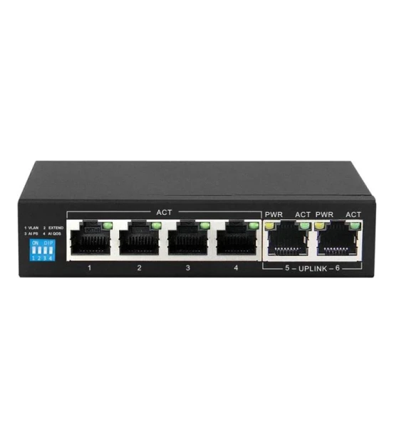 Switch retea Extralink KRIOS PoE Switch 4x Gigabit PoE+ 2x RJ45 Uplink Gigabit 60W