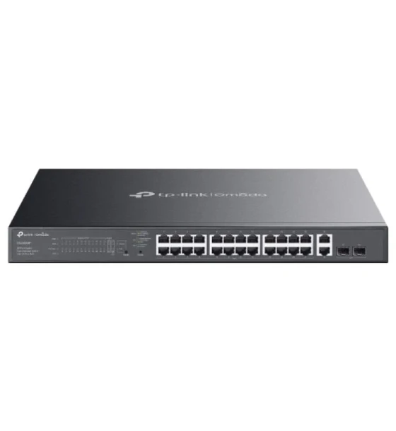 Omada 28-Port Gigabit Easy Managed Switch with 24-Port PoE+ PORT 24x Gigabit PoE+ Ports, 2x Gigabit Non-PoE Ports, 2x Gigabit SFP Ports SPEC 802.3at/af, 384W PoE Power