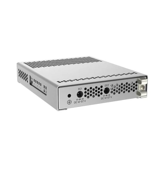 Mikrotik Cloud Router Switch, CRS305-1G-4S+IN 4XSFP+, 1XGE, dual DCJacks, for high speed ring topology Five-port desktop switch with oneGigabit Etherent port and four SFP+ 10Gbps ports 1