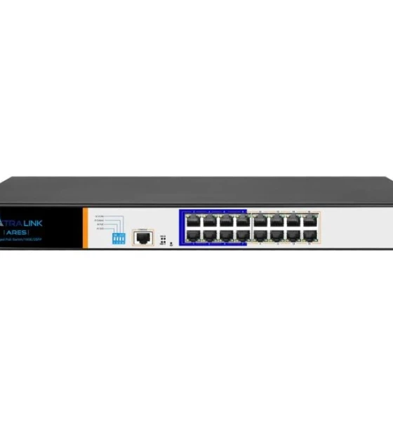 Switch retea Extralink ARES PoE Switch 16x Gigabit PoE+ 2x SFP 1x Console 150W Managed