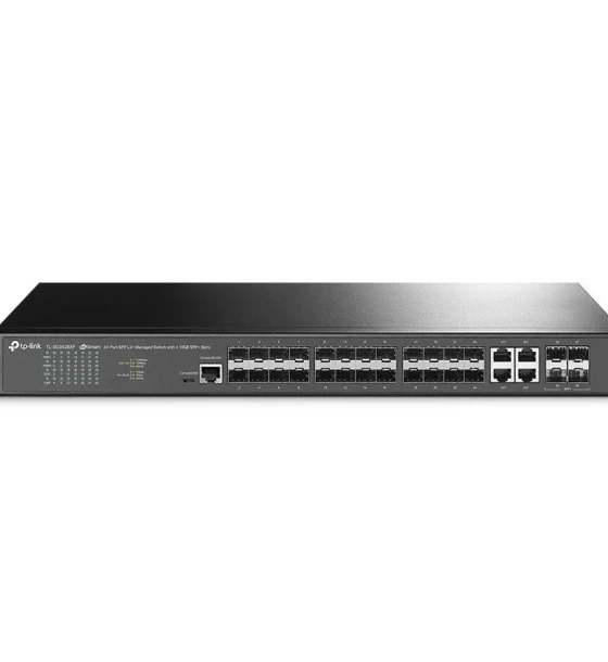 JetStream 24-Port SFP L2+ Managed Switch with 4 10GE SFP+ Slots PORT 20x Gigabit SFP Ports, 4x Gigabit SFP/RJ45 Combo Ports, 4x 10G SFP+ Slots