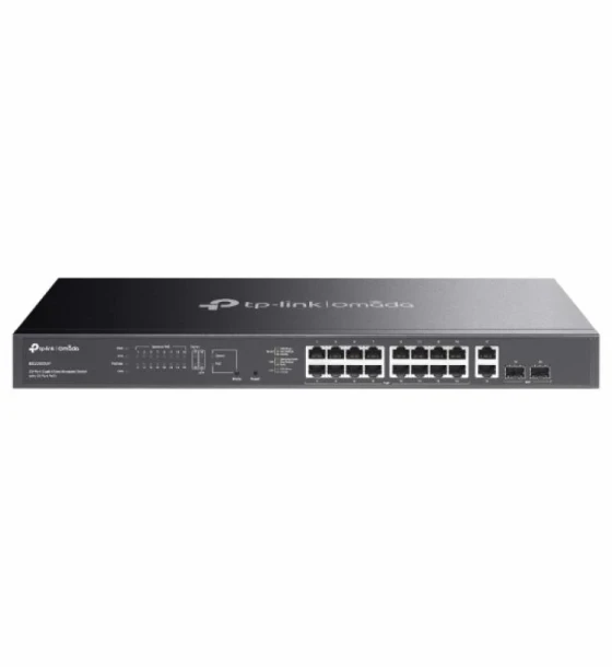 Omada 20-Port Gigabit Easy Managed Switch with 16-Port PoE+ PORT 16x Gigabit PoE+ Ports, 2x Gigabit Non-PoE Ports, 2x Gigabit SFP Ports SPEC 802.3at/af, 250 W PoE Power