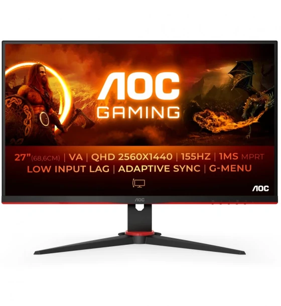 Monitor LED AOC Q27G2E BK, 27inch, 2560x1440, 1ms, Black-Red