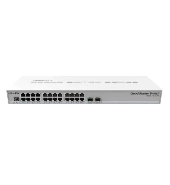 Cloud Router Switch, CRS326-24G-2S+RM, 800 MHz CPU, 512MB RAM, 24xGigabit LAN, 2xSFP+ cages, RouterOS L5 or SwitchOS dual boot, 1Urackmount case, PSU