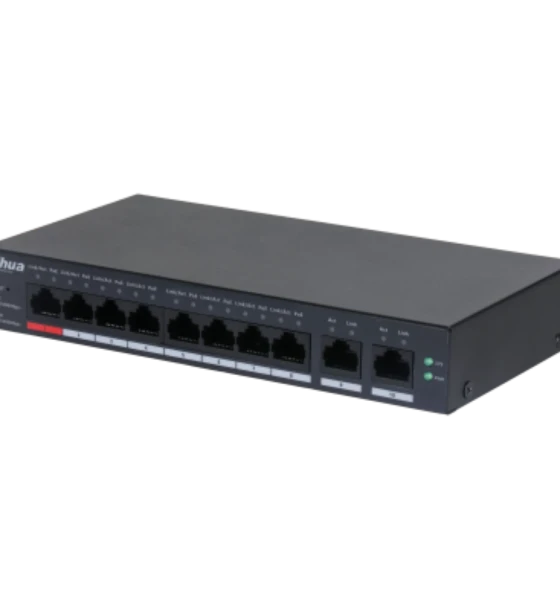Switch retea Dahua 10 Port Cloud managed POE switch CS4010-8ET-110, Interfata Port 1-8 8 x RJ-45 10 Mbps PoE Port 9-10 2 x RJ-45 10 Mbps uplink, Managed, Layer 2, Switching Capacity 5.6 Gbps