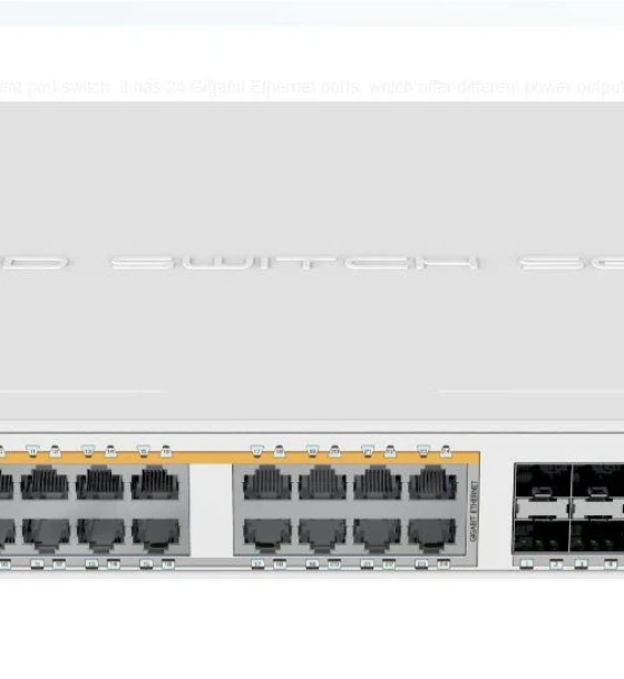 Switch retea Mikrotik 24Port, 4 SFP, POE swirtch CRS328-24P-4S+RM, CPU 800 MHz, Ram 512Mb, 16Mb Flash, 24 x 10, 4 x SFP, 2 x ventilatoare, dimensiuni 443 x 300 x 44 mm, PoE out 802.3af/at
