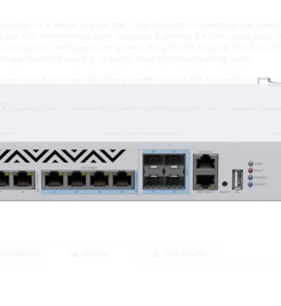 Mikrotik Switch, CRS312-4C+8XG-RM, Procesor 650 MHz, sistem operare RouterOS / SwitchOS, 64MB RAM, 16MB Flash, Interfata 1 x 10, 4 x Combo 10G Ethernet/ SFP+, 8 x 1G/2.5G/5G/10G, USB type A