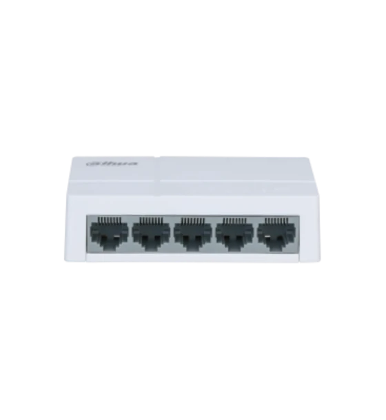 Switch Dahua 5 porturi, unmanaged, PFS3005-5ET-L, Interfata 10 Mbps, Capacitate switch 1 Gbit, Packet Forwarding Rate 0.744Mpps, Greutate 120g, Dimensiuni 86.4 mm x 52.0 mm x 23.0 mm