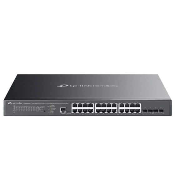 Switch TP-Link 24 porturi, 24x RJ452x 10G, SFP+ uplink, viteza LAN 10 Mbps, buget POE 500 W, Layer 2+, 16 Porturi PoE+, 8 Porturi PoE++