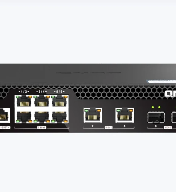 Switch QNAP M2106R CPU Marvell 98DX2528, 6 porturi 2.5Gbps, 2 porturi 10Gbps SFP+, 2 porturi 10GbE RJ45, rackabil, web-managed, garantie2 ani