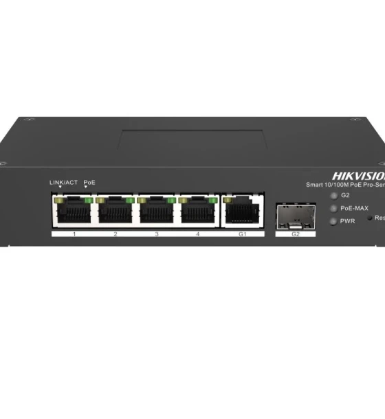 Switch PoE Hikvision DS-3T1306P-SI/HS 4 x 10 Mbps PoE port, 1 x Gigabit RJ45 port, 1 x Gigabit fiber optical port, PoE Ports 1 to 4 maxim 30W, buget PoE 60W, tensiune alimentare 48VDC