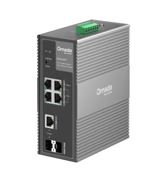 Switch Industrial Easy Managed, 6 porturi 4x Gigabit RJ45 Ports 1x PoE++, 3x PoE+, 1x Gigabit Combo RJ45/SFP Slot, 1x Gigabit SFP Slot, capacitate switch 12 Gbps