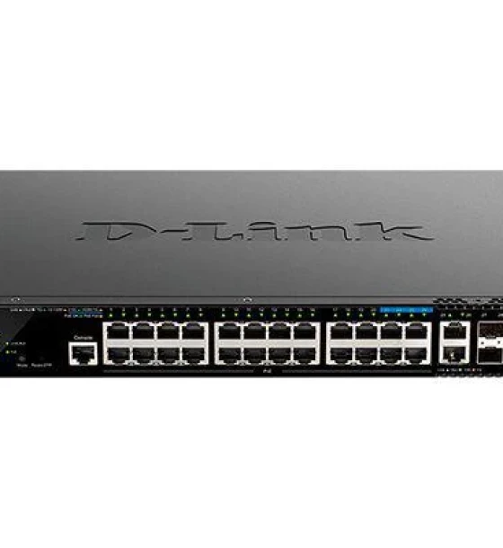 Switch D-Link DGS-1520-28MP, 28 porturi Gigabit, 24 x 10/100/1000Base-T, 2 x 10GBase-T, 2 x 10G SFP+, Switching Capacity 128 Gbps, Maximum Forwarding Rate 104.16 Mbps, POE budget 370W