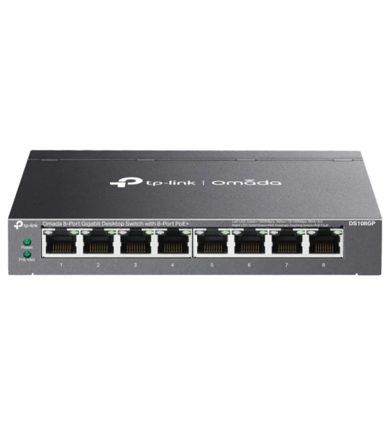 Switch TP Link Omada 8-Port Gigabit Unmanaged Desktop cu 8x 10 Mbps RJ45 Ports, alimentare externa External Power Adapter Output 53.5VDC/1.31A, capacitate 16 Gbps