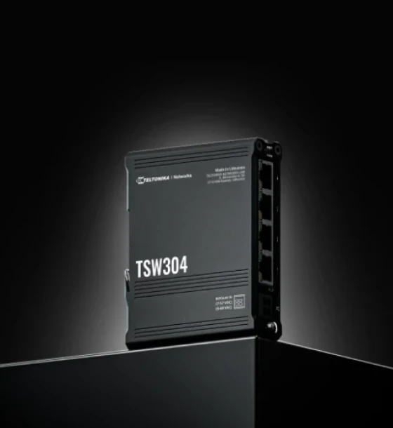 TELTONIKA 4PORT UNMANAGED DIN RAIL SWITCH TSW304, Interfata 4 x ETH ports, 10 Mbps, supports auto MDI/MDIX crossover, Standarde retea 802.3i, 802.3u, 802.3ab, 802.3x, 802.3az, 802.3ad