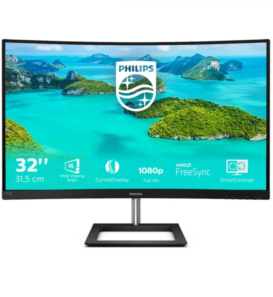 Monitor Philips 31.2 inch 322E1C, Curvature 1500R, 16:9, VA, 1920x1080, 75Hz, GtG 4ms, Luminozitate max 250 cd, Contrast static 3000:1, Contrast dynamic Mega Infinity DCR, Viewing angle