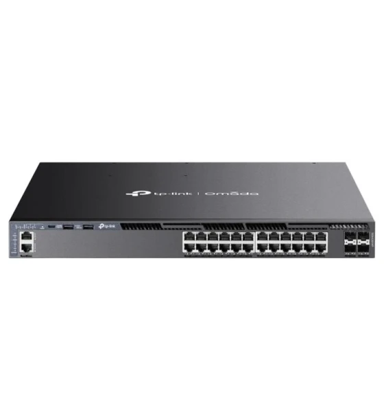 TP-Link Switch 24 porturi, Management L3, POE+, 4 porturi 10G SFP, Interfata 24x 10 Mbps PoE+ RJ45 Ports, 4x 10G SFP+, 2x USB 2.0, 1x RJ45 Console Por, 1x USB Type-C Console Port