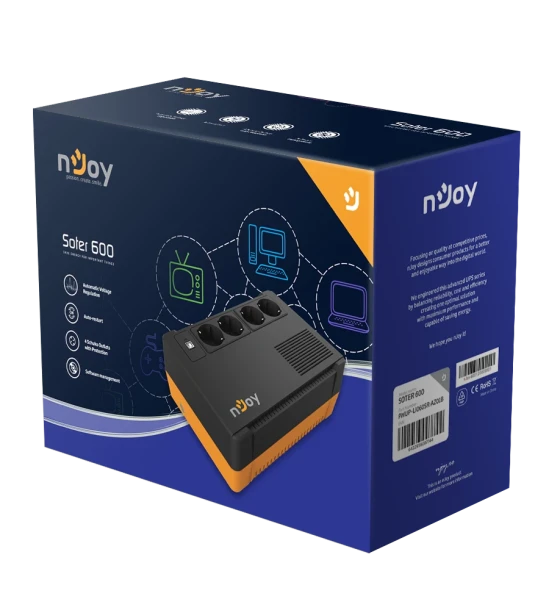 UPS nJoy Soter 600, 600VA/ 360W, 4 Prize Schuko cu protectie