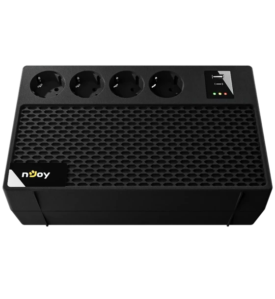 UPS nJoy Renton 650 Plus, 650VA/360W, 4x prize Schuko conectate la baterie, 1x port incarcare USB Tip C 33W, 1x port de incarcare USB Tip A 18W, fara display LCD