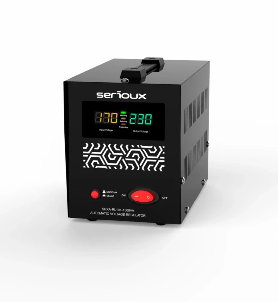 Stabilizator de tensiune Serioux Relay 101-1500VA, putere 1500VA/900W, tip releu, transformator toroidal, interval tensiune intrare 150V 260V, interval frecventa intrare 45Hz 65Hz