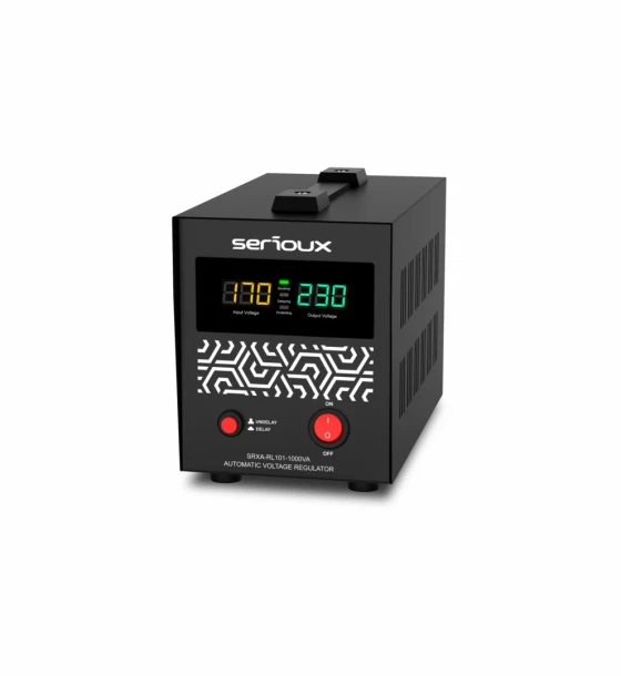 Stabilizator de tensiune Serioux Relay 101-1000VA, putere 1000VA/600W, tip releu, transformator toroidal, interval tensiune intrare 150V 260V, interval frecventa intrare 45Hz 65Hz