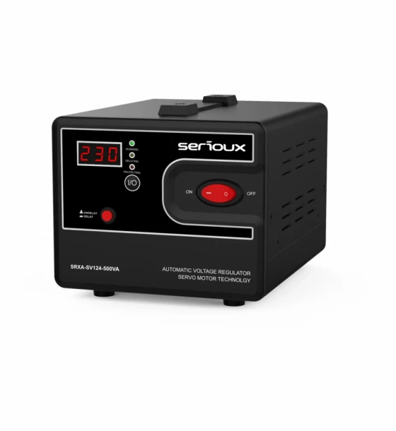 Stabilizator de tensiune Serioux Servo 124-500VA, putere 500VA/300W, tip servo motor, transformator toroidal+ Servo motor, interval tensiune intrare 150V 260V