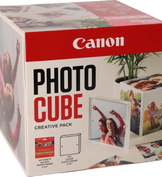 Hartie foto CANON PP-201 13x13CM PHOTO CUBE White/Pink, 40 coli, 1 x rama foto