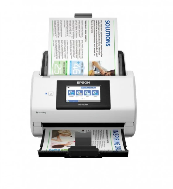 Scanner Epson DS-790WN, dimensiune A4, tip sheetfed, viteza scanare 45ppm alb-negru si color, optica 600x600dpi, ADF Single Pass 50 pagini, duplex, senzor CCD, Scan to Email, Scan to Email