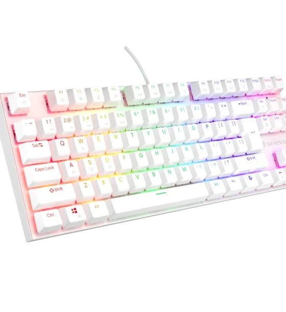Tastatura gaming mecanica cu fir Genesis Thor 303 TKL, iluminare RGB, switch Linear, switch model Outemu Pitch Silent, numar taste 87, 11 butoane multimedia, lungime cablu 1.8m
