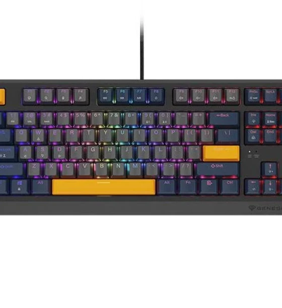 Tastatura gaming mecanica cu fir Genesis Thor 230 TKL, iluminare RGB, switch Linear, switch model Outemu Panda, numar taste 87, 11 butoane multimedia, lungime cablu 1.6m