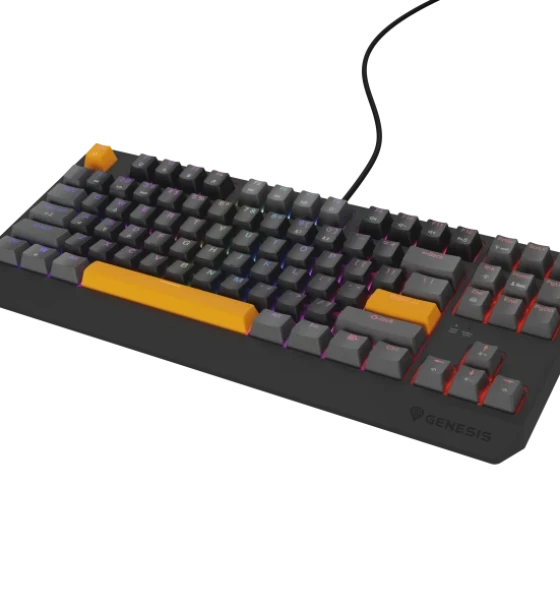 Tastatura gaming mecanica cu fir Genesis Thor 230 TKL, iluminare RGB, switch Linear, switch model Outemu Red, numar taste 87, 11 butoane multimedia, lungime cablu 1.6m
