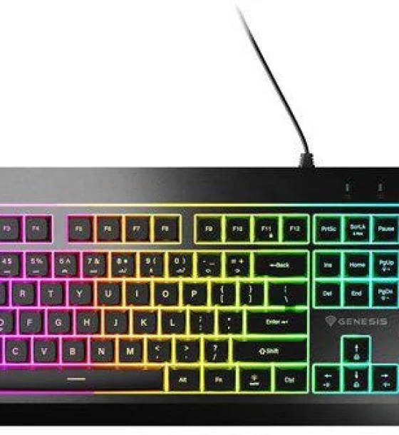 Tastatura gaming cu fir Genesis RHOD 530, tip membrana, iluminare RGB, numar taste 114, material ABS, lungime cablu 180cm, negru