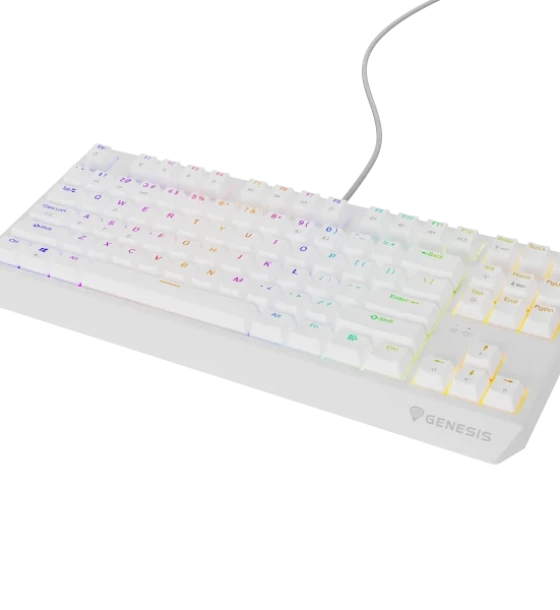 Tastatura gaming mecanica cu fir Genesis Thor 230 TKL, iluminare RGB, switch Linear, switch model Outemu Red, numar taste 87, 11 butoane multimedia, lungime cablu 1.6m