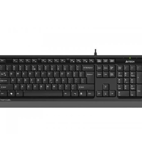 Tastatura A4TECH, cu fir, 104 taste format standard, USB, negru gri
