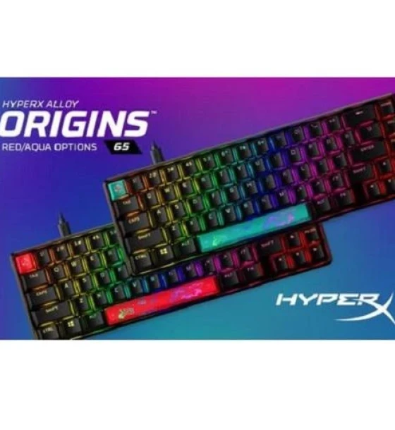 Tastatura HP HyperX Alloy 65 AUQ, Tastatura mecanica, Cablu USB Type-C detasabil, Iluminare RGB, Anti-Ghosting, HyperX RED, Neagra