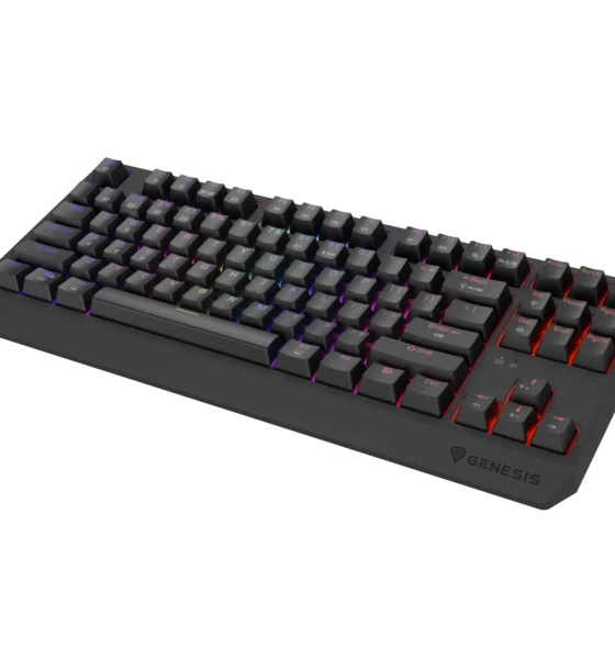Tastatura gaming mecanica wireless Genesis Thor 230 TKL, iluminare RGB, swtich-uri Red, 87 taste, 11 butoane multimedia, negru