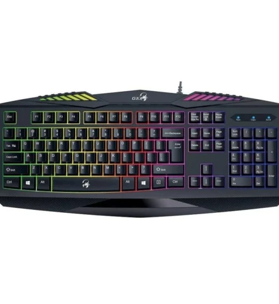 Tastatura Genius Scorpion K22, negru USB, multimedia, 104 taste dintre care 12 au si fct. multimedia, iluminare 7 culori, negru