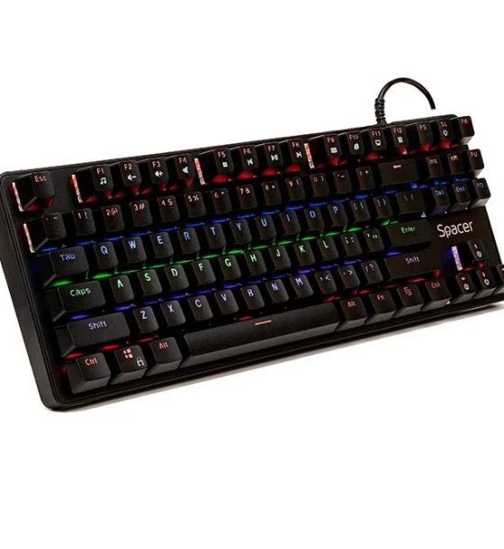 Tastatura Mecnaica Spacer SPKB-MK-IMMORTAL cu fir, USB, switch-uri mecanice albastre, 50 mil. apasari, 87 taste, anti-ghosting 28 taste, anti-spill, black