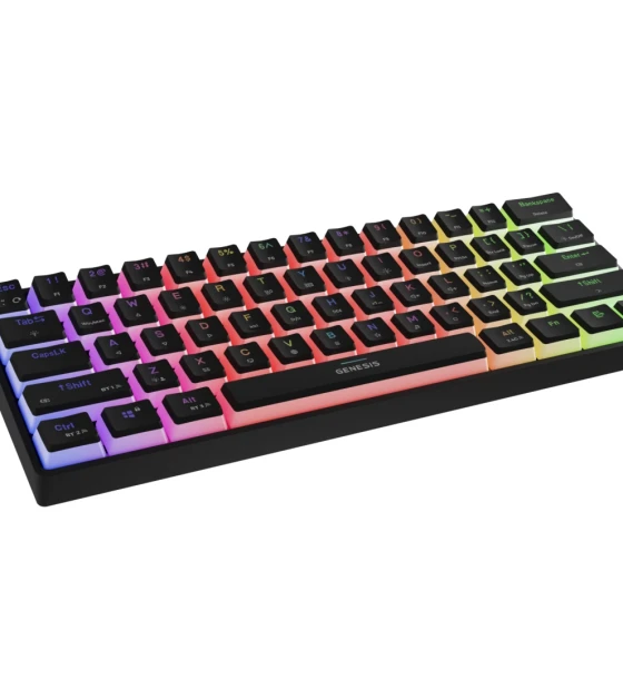 Tastatura gaming mecanica wireless Genesis Thor 660 G2 60%, iluminare RGB, switch-uri Brown, 61 taste, 13 butoane multimedia, negru