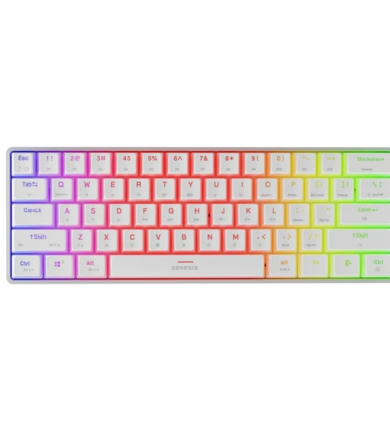 Tastatura gaming mecanica wireless Genesis Thor 660 G2 60%, iluminare RGB, switch Linear, switch model Gateron Red, numar taste 61, 13 butoane multimedia, lungime cablu 1.5m