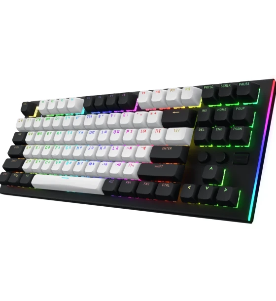 Tastatura mecanica cu fir Hator Gravity TKL conectivitate USB, polling rate 1000Hz, iluminare RGB cu functia de a customiza fiecare tasta individual