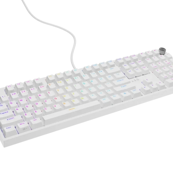 Tastatura gaming mecanica cu fir Genesis Thor 404, iluminare RGB, switch Linear, switch model Gateron Yellow Pro, numar taste 107, 11 butoane multimedia, lungime cablu 1.8m