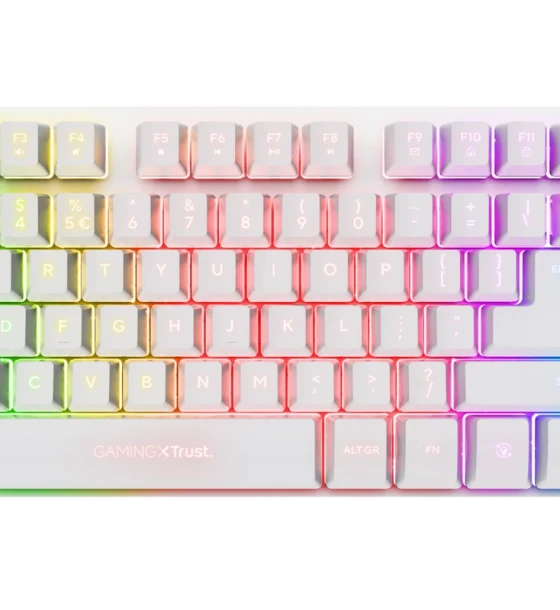 Tastatura Trust cu fir GXT833W Thado, numar butoane 87, interfata USB 2.0, conector USB-A male, compatibila cu PS4, Xbox One, Nintendo Switch, PS5, alb